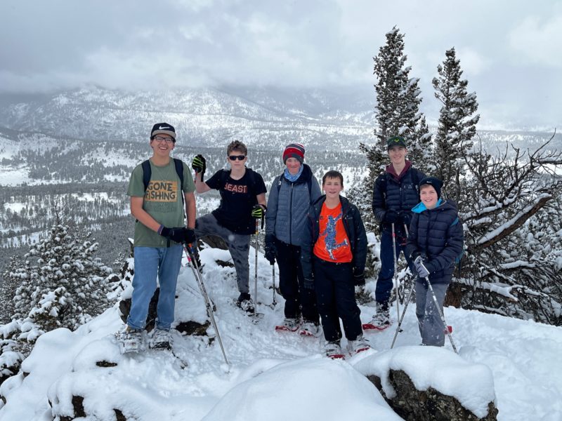 snow hiking with middle school teens