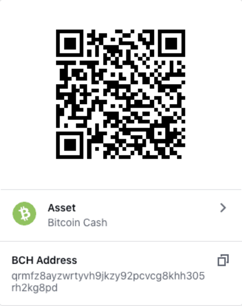 QR Code for donating bitcoin cash to YFC
